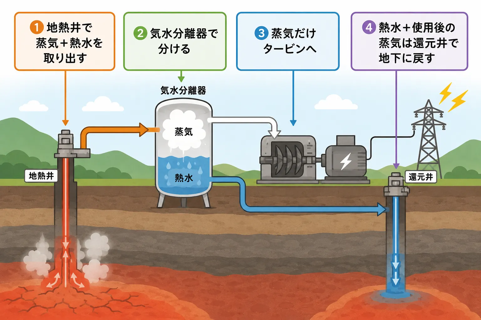 地熱発電のしくみ