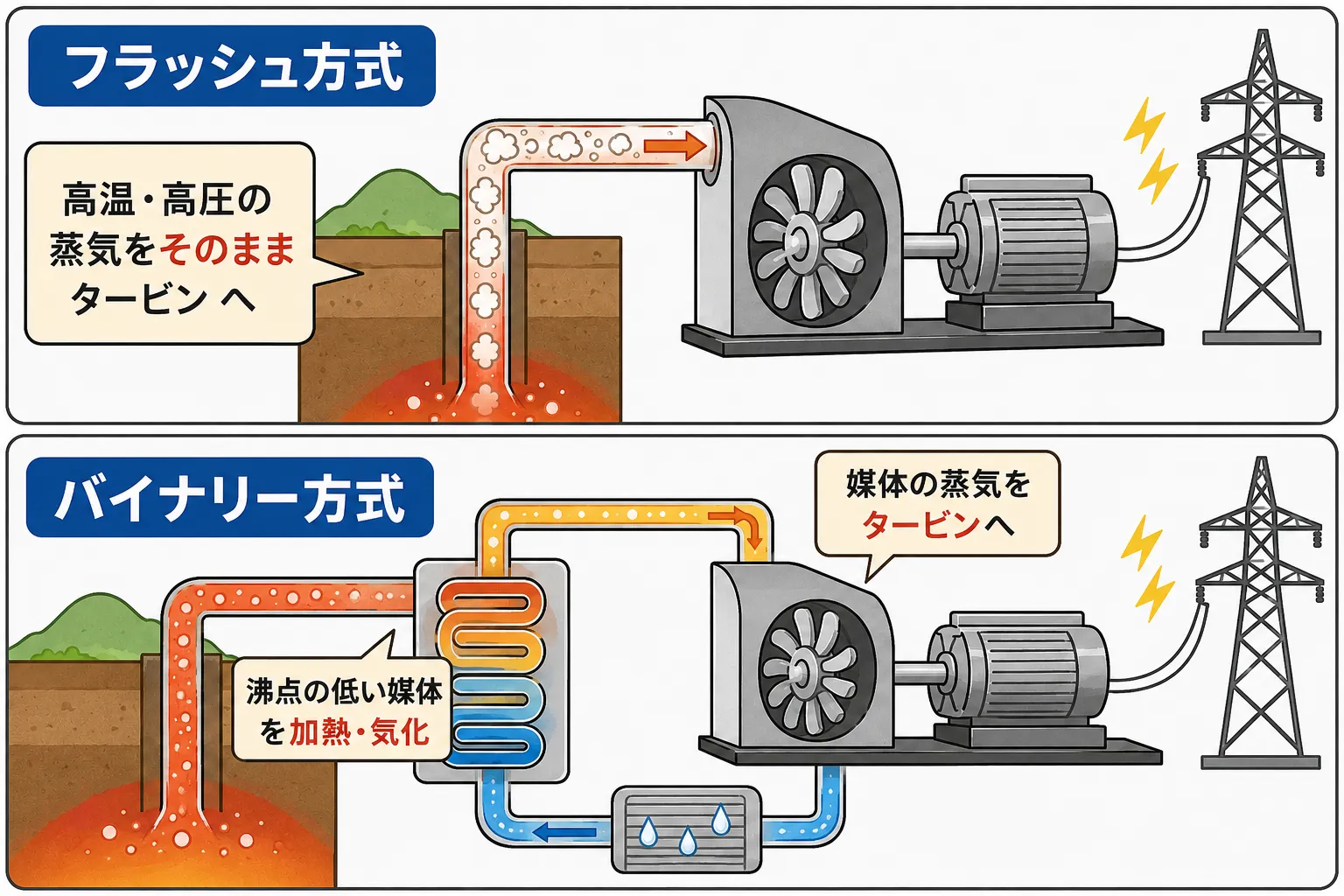 フラッシュ方式とバイナリー方式の違い